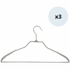 MSV Lot De 3 Cintres En Acier Plastifié Antiglisse - Taupe