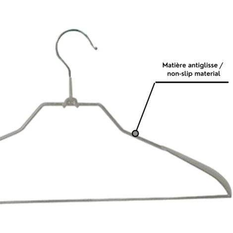 MSV Lot De 3 Cintres En Acier Plastifié Antiglisse - Taupe 2 MSV Lot De 3 Cintres En Acier Plastifié Antiglisse - Taupe – Image 2