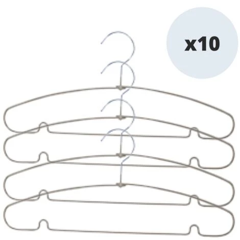 MSV Lot De 10 Cintres En Acier Plastifié Antiglisse Taupe - Taupe 1 MSV Lot De 10 Cintres En Acier Plastifié Antiglisse Taupe - Taupe