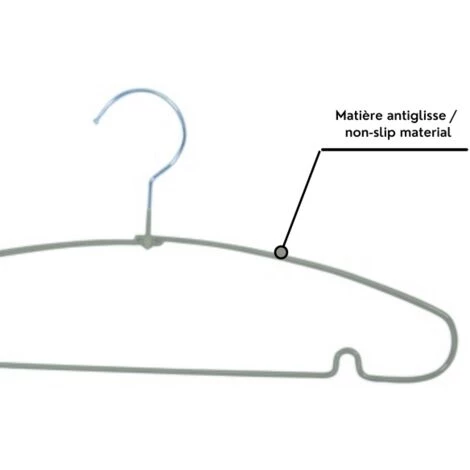 MSV Lot De 10 Cintres En Acier Plastifié Antiglisse Taupe - Taupe 2 MSV Lot De 10 Cintres En Acier Plastifié Antiglisse Taupe - Taupe – Image 2