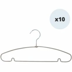 MSV Lot De 10 Cintres En Acier Plastifié Antiglisse Taupe - Taupe 5 MSV Lot De 10 Cintres En Acier Plastifié Antiglisse Taupe - Taupe -Promos MSV Magasin 34056020 3