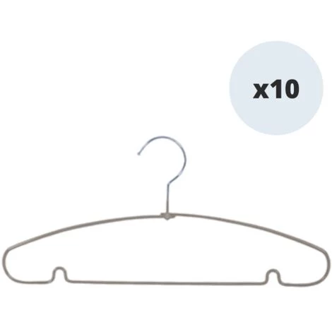 MSV Lot De 10 Cintres En Acier Plastifié Antiglisse Taupe - Taupe 3 MSV Lot De 10 Cintres En Acier Plastifié Antiglisse Taupe - Taupe – Image 3