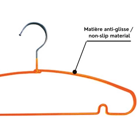 MSV Lot De 10 Cintres En Acier Plastifié Antiglisse Orange - Orange 2 MSV Lot De 10 Cintres En Acier Plastifié Antiglisse Orange - Orange – Image 2