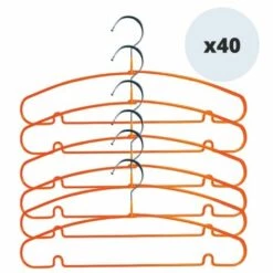 MSV Lot De 40 Cintres En Acier Plastifié Antiglisse Orange - Orange