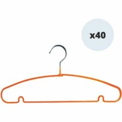 MSV Lot De 40 Cintres En Acier Plastifié Antiglisse Orange - Orange -Promos MSV Magasin 34056045 3