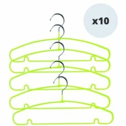 MSV Lot De 10 Cintres En Acier Plastifié Antiglisse Vert - Vert