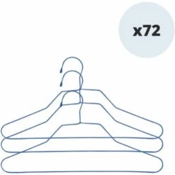 MSV Lot De 72 Cintres En Acier Plastifiés - Bleu