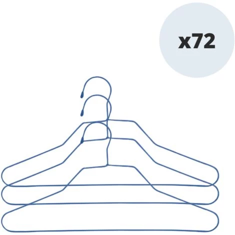 MSV Lot De 72 Cintres En Acier Plastifiés - Bleu 1 MSV Lot De 72 Cintres En Acier Plastifiés - Bleu