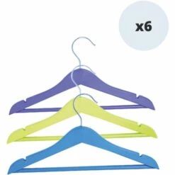 MSV Lot De 6 Cintres En Bois Pour Enfant Multicolor - Bleu