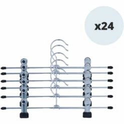 MSV Lot De 24 Cintres En Acier Avec Pinces - Gris