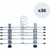 MSV Lot De 36 Cintres En Acier Avec Pinces - Gris