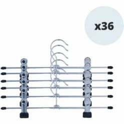 MSV Lot De 36 Cintres En Acier Avec Pinces - Gris
