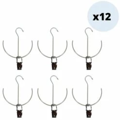 MSV Lot De 12 Cintres En Acier Plastifié Antiglisse Pour Ceintures - Taupe