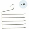 MSV Lot De 12 Cintres En Acier Plastifié Antiglisse Pour Pantalon 5 Barres - Taupe