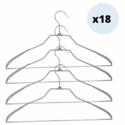 MSV Lot De 18 Cintres En Acier Plastifié Antiglisse - Taupe