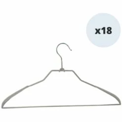 MSV Lot De 18 Cintres En Acier Plastifié Antiglisse - Taupe -Promos MSV Magasin 34056059 3