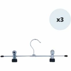 MSV Lot De 3 Cintres En Acier Avec Pinces - Gris