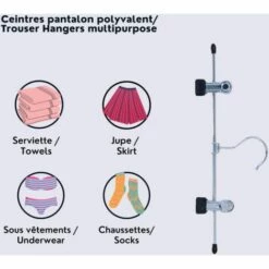 MSV Lot De 3 Cintres En Acier Avec Pinces - Gris -Promos MSV Magasin 34056064 3