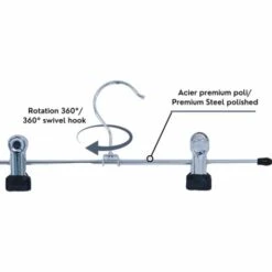 MSV Lot De 3 Cintres En Acier Avec Pinces - Gris -Promos MSV Magasin 34056064 4