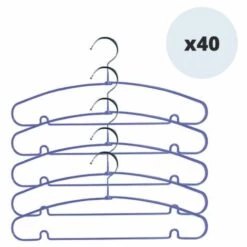 MSV Lot De 40 Cintres En Acier Plastifié Antiglisse Bleu - Violet