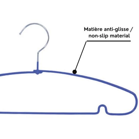 MSV Lot De 40 Cintres En Acier Plastifié Antiglisse Bleu - Violet 2 MSV Lot De 40 Cintres En Acier Plastifié Antiglisse Bleu - Violet – Image 2