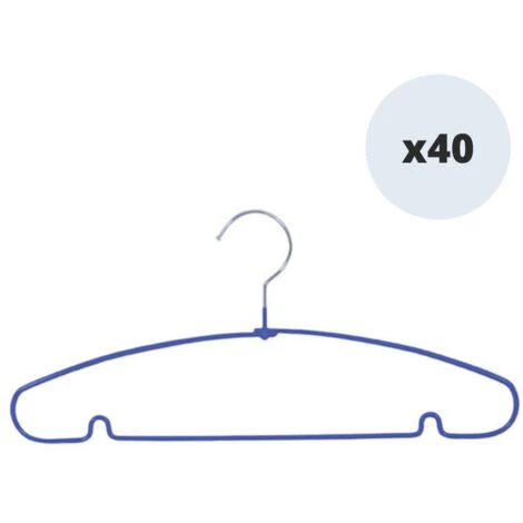 MSV Lot De 40 Cintres En Acier Plastifié Antiglisse Bleu - Violet 3 MSV Lot De 40 Cintres En Acier Plastifié Antiglisse Bleu - Violet – Image 3