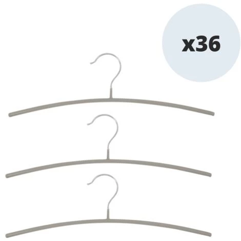 MSV Lot De 36 Cintres En Acier Plastifié Antiglisse Taupe - Taupe 1 MSV Lot De 36 Cintres En Acier Plastifié Antiglisse Taupe - Taupe