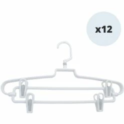 MSV Lot De 12 Cintres Multi Pinces Pour Pantalon Ou Jupe - Blanc