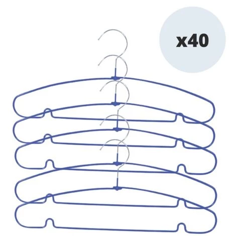 MSV Lot De 40 Cintres En Acier Plastifié Antiglisse Violet - Violet 1 MSV Lot De 40 Cintres En Acier Plastifié Antiglisse Violet - Violet