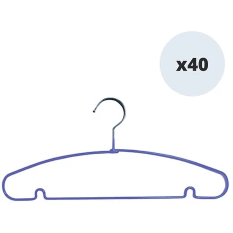 MSV Lot De 40 Cintres En Acier Plastifié Antiglisse Violet - Violet 3 MSV Lot De 40 Cintres En Acier Plastifié Antiglisse Violet - Violet – Image 3