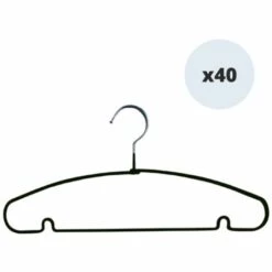 MSV Lot De 40 Cintres En Acier Plastifié Antiglisse Noir - Noir -Promos MSV Magasin 34056081 3