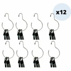 MSV Lot De 12 Cintres Anneau En Acier Plastifié Antiglisse Pour Ceintures - Gris