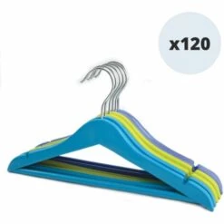 MSV Lot De 120 Cintres En Bois Pour Enfant Multicolor - Bleu