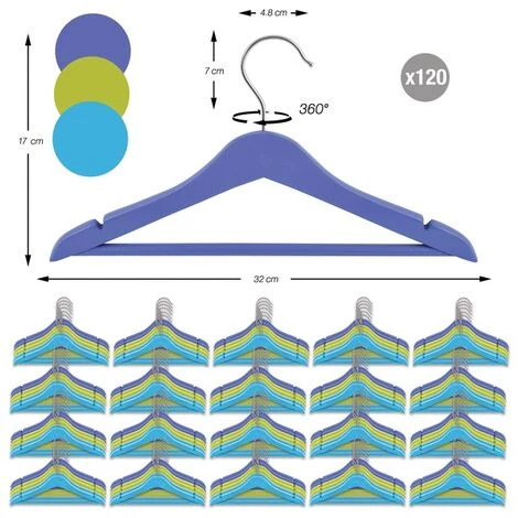 MSV Lot De 120 Cintres En Bois Pour Enfant Multicolor - Bleu 2 MSV Lot De 120 Cintres En Bois Pour Enfant Multicolor - Bleu – Image 2