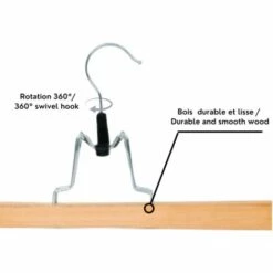 MSV Lot De 12 Cintres En Bois Pour Pantalon Ou Jupe 30cm - Beige -Promos MSV Magasin 34056086 4