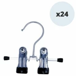 MSV Lot De 24 Cintres En Acier Avec Pinces Spécial Bottes - Gris