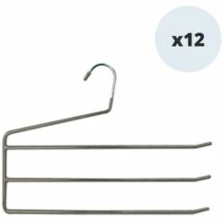 MSV Lot De 12 Cintres En Acier Plastifié Antiglisse Pour Pantalon 3 Barres - Taupe