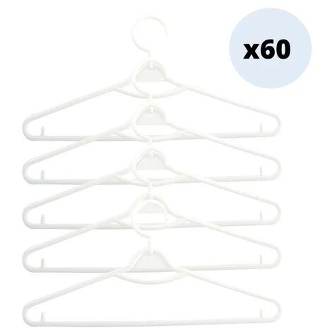 MSV Lot De 60 Cintres Blanc - Blanc 1 MSV Lot De 60 Cintres Blanc - Blanc