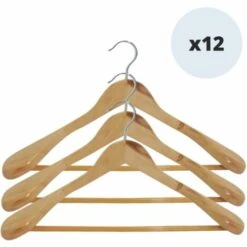 MSV Lot De 12 Cintres En Bois Pour Veste - Beige
