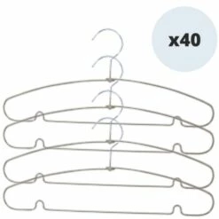 MSV Lot De 40 Cintres En Acier Plastifié Antiglisse - Taupe