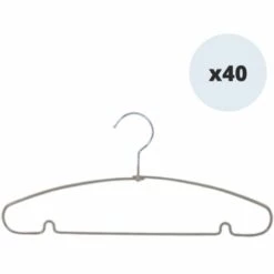 MSV Lot De 40 Cintres En Acier Plastifié Antiglisse - Taupe -Promos MSV Magasin 34056263 3