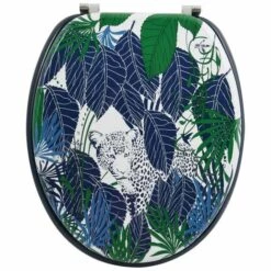 MSV Abattant WC MDF RAIN FOREST Bleu & Vert - Charnièers Inox - Bleu