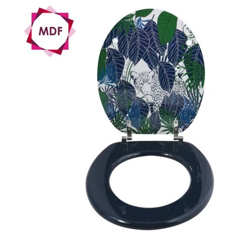 MSV Abattant WC MDF RAIN FOREST Bleu & Vert - Charnièers Inox - Bleu 2 MSV Abattant WC MDF RAIN FOREST Bleu & Vert - Charnièers Inox - Bleu – Image 2