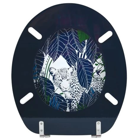 MSV Abattant WC MDF RAIN FOREST Bleu & Vert - Charnièers Inox - Bleu 4 MSV Abattant WC MDF RAIN FOREST Bleu & Vert - Charnièers Inox - Bleu – Image 4