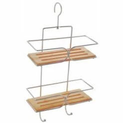 MSV Etagère De Douche 2 étages En Bambou - Marron