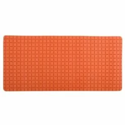 MSV Tapis Fond De Baignoire Antidérapant Caoutchouc QUADRO 36x76cm Orange - Orange