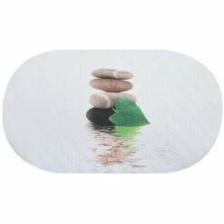 MSV Tapis Fond De Baignoire PVC Antiderapant LINGGA 69x39cm Motifs - Blanc