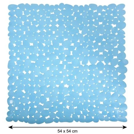 MSV Tapis Fond De Douche PVC GALETS 53x53cm Bleu Ciel - Bleu 2 MSV Tapis Fond De Douche PVC GALETS 53x53cm Bleu Ciel - Bleu – Image 2
