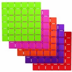 MSV Lot De 5 Tapis Antidérapants De Douche Ou Baignoire Caoutchouc QUADRO 13x13cm Couleurs Chaudes - Bleu