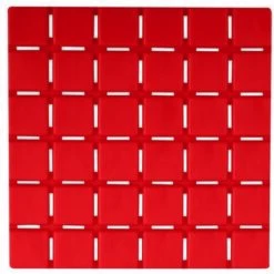MSV Lot De 5 Tapis Antidérapants De Douche Ou Baignoire Caoutchouc QUADRO 13x13cm Rouge - Rouge